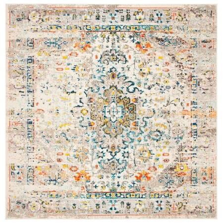 Safavieh 5 x 5 ft. Madison 400 Power Loomed Square Area Rug Cream & Blue MAD474B-5SQ